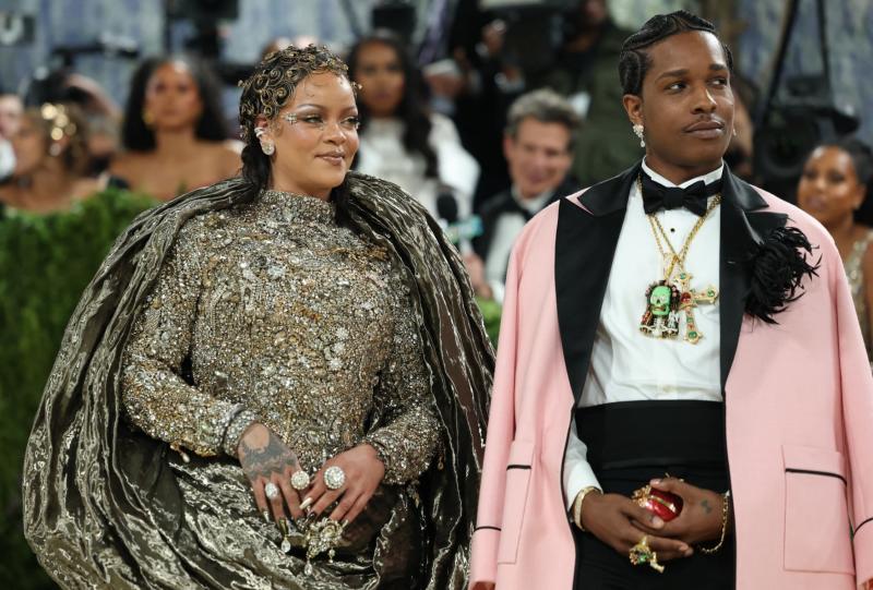 Rihanna and US rapper ASAP Rocky arrive for the 2026 Met Gala.